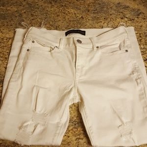 Exress distressed white jeans
